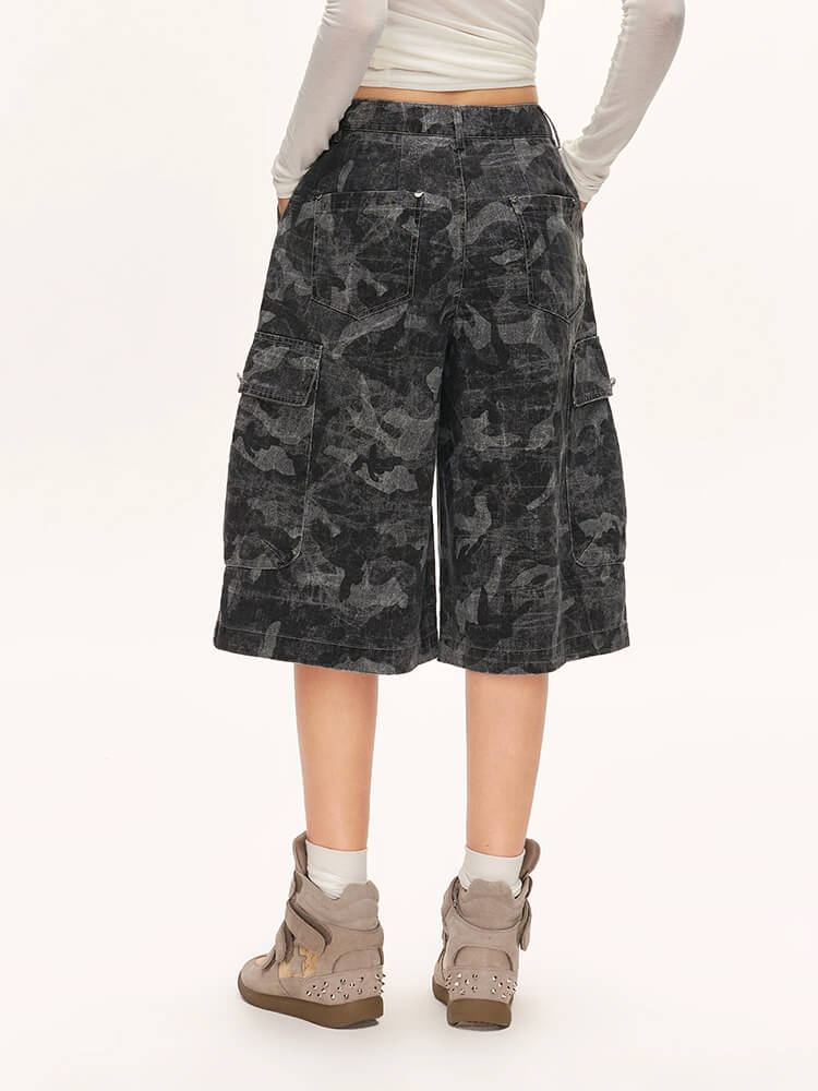Vintage Washed Camo Cargo Capris - Image 6