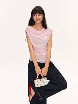 Sheer Linen-Blend One-Shoulder Top